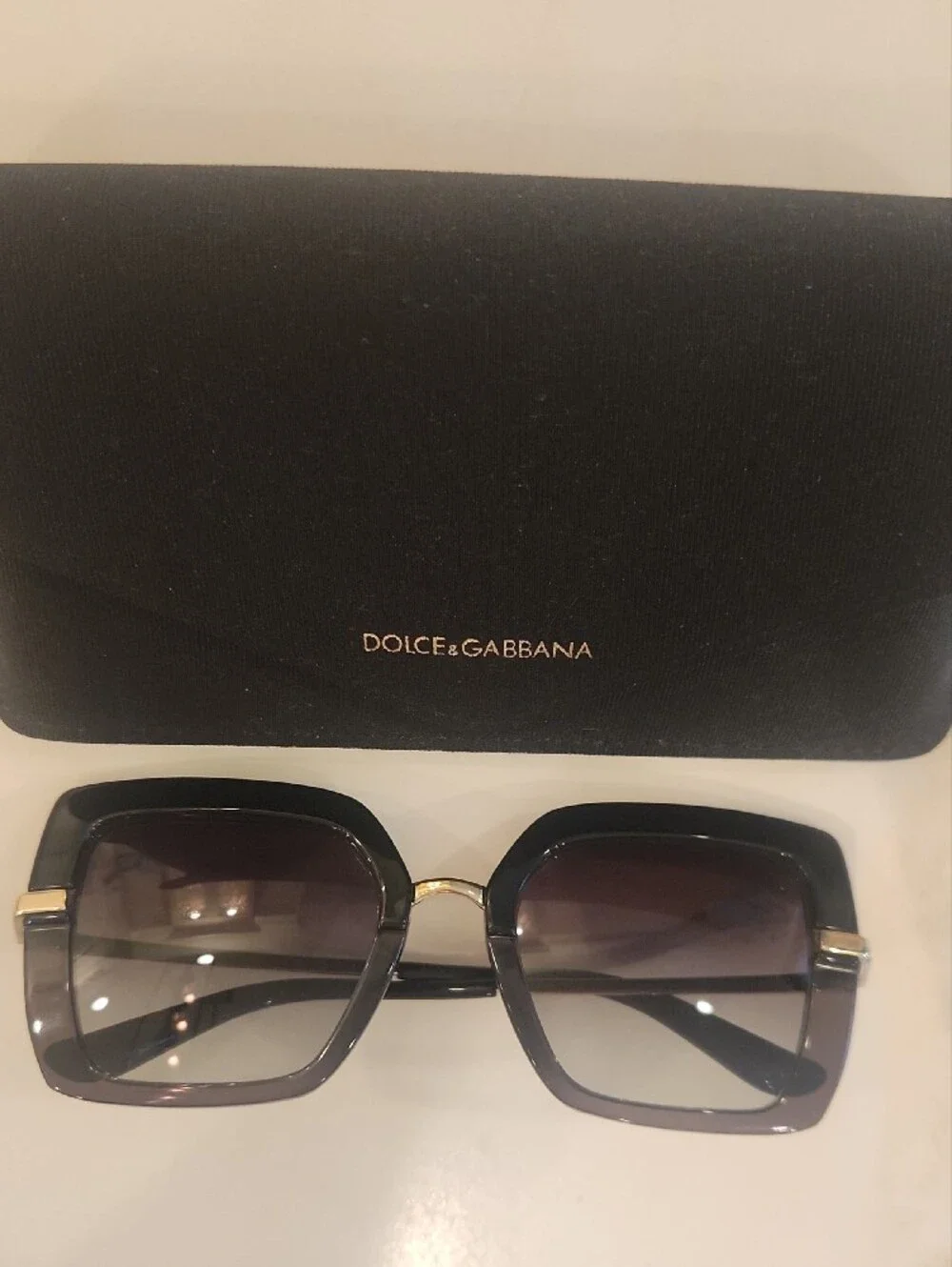 Dolce & Gabbana Black Sunglasses with Gold Accents